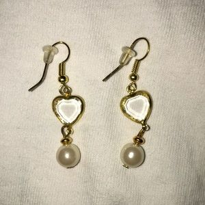 gold encrusted crystal heart earrings